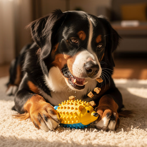 Bernese Mountain Dog with HedgeChew Treat-Dispensing Puzzle Toy - LylaLoo