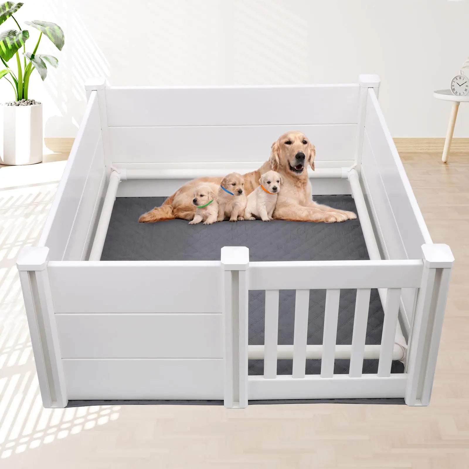 Whelping Box with Pig Rails and Waterproof Whelping Pad 48 * 48