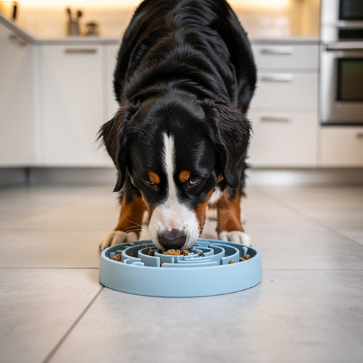 Bernese Mountain Dog with SlowBowl Anti-Gulp Feeder - LylaLoo