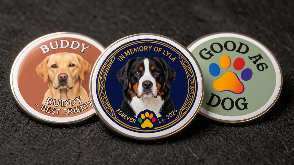 Custom full-color UV-printed pet challenge coins